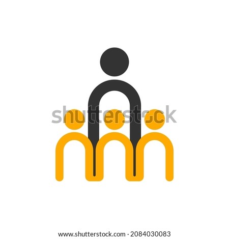 Hierarchical structure of organization. Collective of people. Leadership logo. Leader symbol. Boss sign. Networking concept. Vector illustration