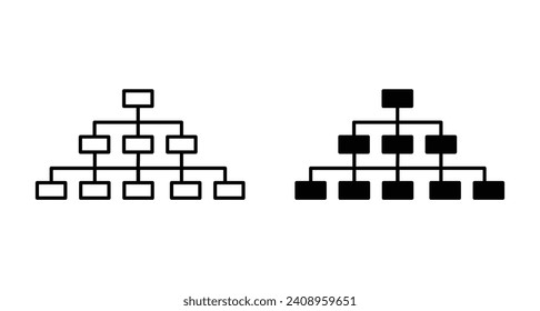 Hierarchical structure outline icon collection or set. Hierarchical structure Thin vector line art