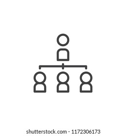 Hierarchical structure outline icon. linear style sign for mobile concept and web design. Business team line vector icon. Organization chart symbol, logo illustration. Vector graphics