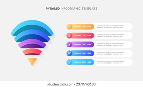 Hierarchy 3D Pyramid Five 5 Options Business Infographic Modern Design Template