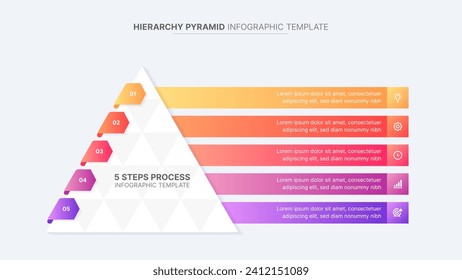 Hierarchy 3D Pyramid Five 5 Options Business Infographic Design Template