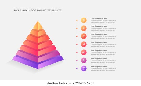 Hierarchie 3D Pyramid Sieben 7 Optionen - Infografik Design Vorlage für Unternehmen