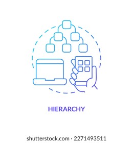 Hierarchy blue gradient concept icon. App usability. Fundamental principle. User experience design rule abstract idea thin line illustration. Isolated outline drawing. Myriad Pro-Bold font used