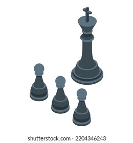 Icono de ajedrez jerárquico. Isométrico del icono del vector de ajedrez de jerarquía para el diseño web aislado en fondo blanco