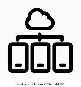 icono de la nube de jerarquía. línea de diseño de jerarquía plana. concepto de jerarquía