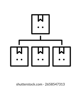 Hierarchy diagram of delivery parcel boxes with labels 