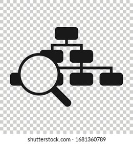 Hierarchy diagram icon in flat style. Structure search vector illustration on white isolated background. Organization workflow business concept.