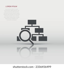 Hierarchy diagram icon in flat style. Structure search vector illustration on white isolated background. Organization workflow business concept.