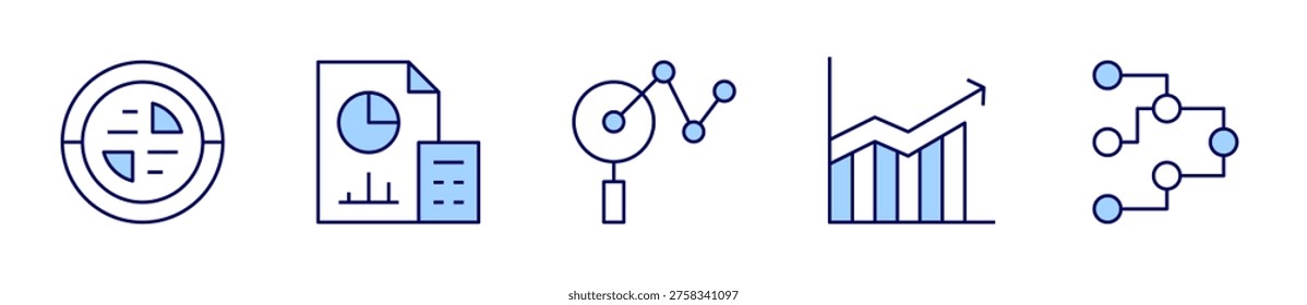 hierarchy, donutchart, accountant, dataanalytics, bar chart. Chart Icon vector illustration. Line Duotone style. Editable stroke.