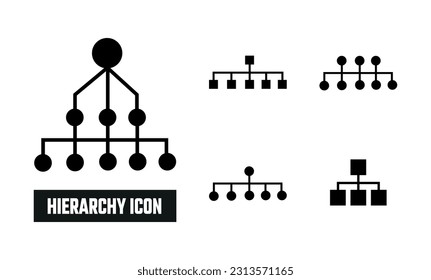 Symbol-Vektorsymbol der Hierarchie-Füllung. Schwarzes Spiegelhierarchie-Symbol