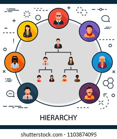 Hierarchy flat icons concept. Vector illustration. Element template for design.