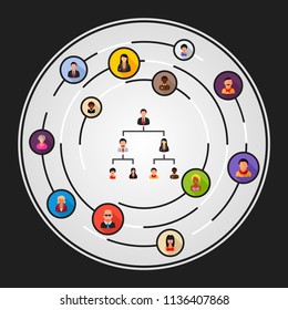 Hierarchy flat icons concept. Vector illustration. Element template for design.