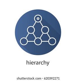 Hierarchy flat linear long shadow icon. Team building and structure concept. Vector line symbol