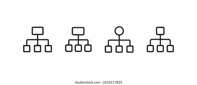 Hierarchy and flowchart icons in outline style vector