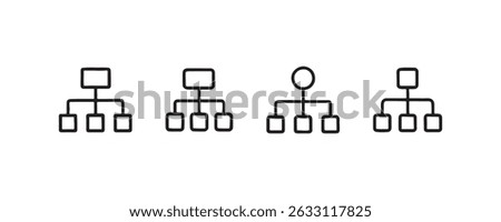 Hierarchy and flowchart icons in outline style vector
