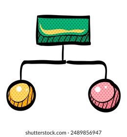 Icono de semitono de jerarquía dibujado a mano Ilustración vectorial de color
