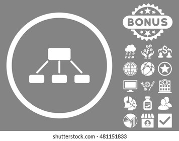 Hierarchy icon with bonus. Vector illustration style is flat iconic symbols, white color, gray background.
