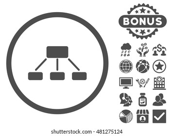 Hierarchy icon with bonus. Vector illustration style is flat iconic symbols, gray color, white background.