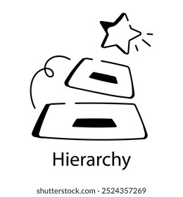 Icono de jerarquía diseñado en estilo doodle 