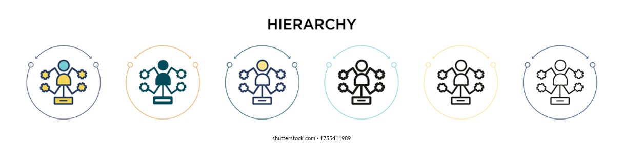 Hierarchie-Icon in vollem, dünner Linie, Umriss- und Strichstil. Vektorgrafik von zwei farbigen und schwarzen hierarchischen Vektorgrafiken-Designs kann für mobile, ui, web-basierte