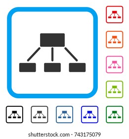 Hierarchy icon. Flat grey iconic symbol in a light blue rounded frame. Black, gray, green, blue, red, orange color additional versions of Hierarchy vector. Designed for web and software UI.