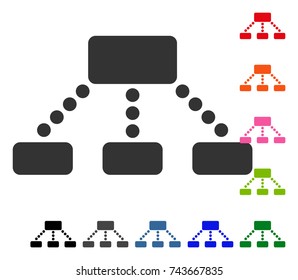 Hierarchy icon. Flat grey iconic symbol in a blue rounded rectangular frame. Black, gray, green, blue, red, orange color variants of Hierarchy vector. Designed for web and app interfaces.
