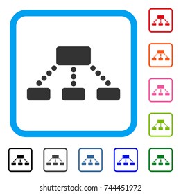Hierarchy icon. Flat grey pictogram symbol inside a blue rounded square. Black, gray, green, blue, red, orange color versions of Hierarchy vector. Designed for web and software user interface.