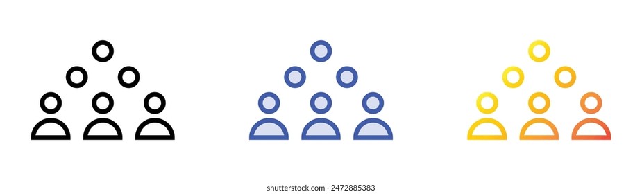 hierarchy icon. Linear, Blue Fill and Gradient Style Design Isolated On White Background