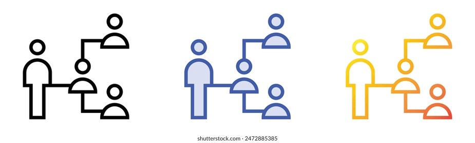 hierarchy icon. Linear, Blue Fill and Gradient Style Design Isolated On White Background