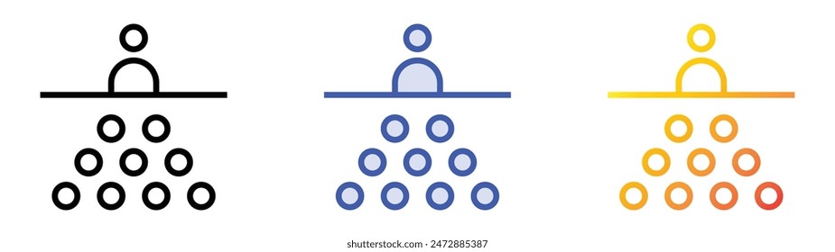 hierarchy icon. Linear, Blue Fill and Gradient Style Design Isolated On White Background