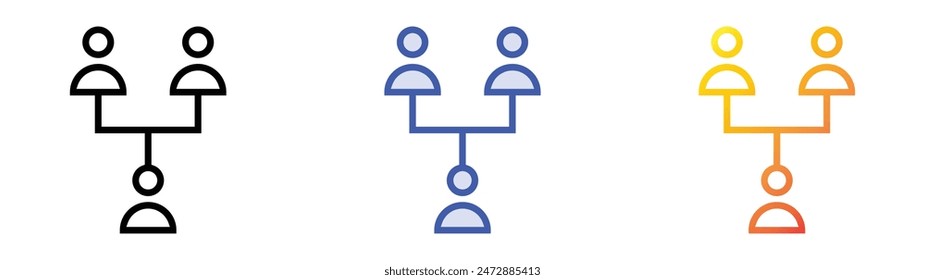 hierarchy icon. Linear, Blue Fill and Gradient Style Design Isolated On White Background