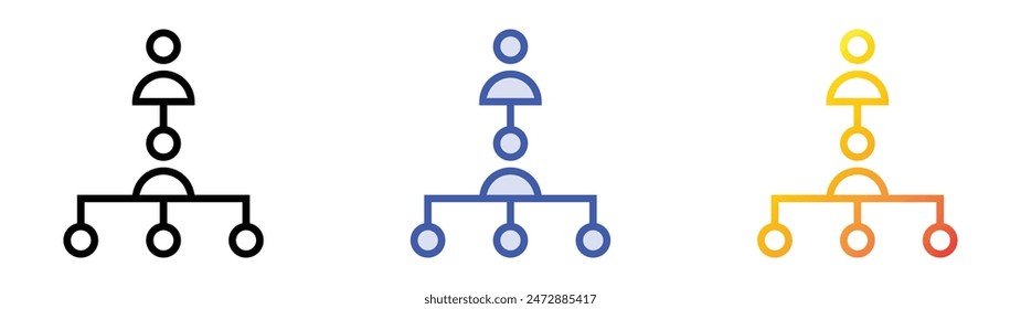 icono de jerarquía Diseño de estilo de relleno lineal, azul y degradado aislado sobre fondo blanco