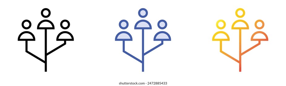 hierarchy icon. Linear, Blue Fill and Gradient Style Design Isolated On White Background