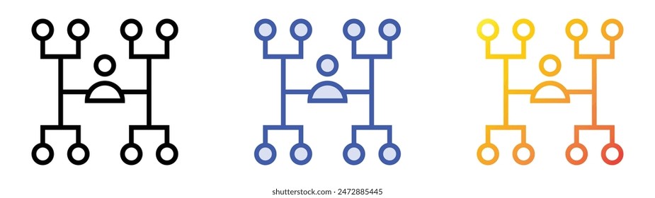 hierarchy icon. Linear, Blue Fill and Gradient Style Design Isolated On White Background
