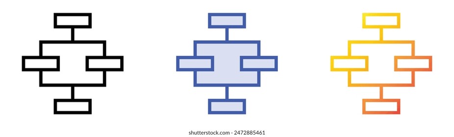 hierarchy icon. Linear, Blue Fill and Gradient Style Design Isolated On White Background