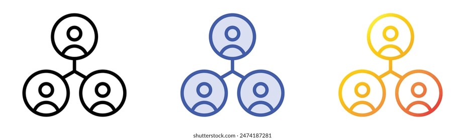 hierarchy icon. Linear, Blue Fill and Gradient Style Design Isolated On White Background