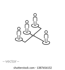 hierarchy icon, organization chart line sign on white background - editable stroke vector illustration eps10