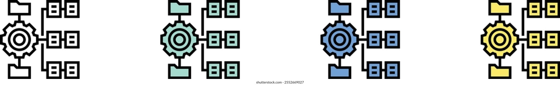 hierarchy icon. Outline, Green, Blue and Yellow Style Design Isolated On White Background