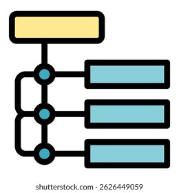 ícone Hierarquia. Cor simples do ícone de vetor da hierarquia de contornos