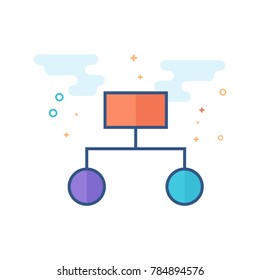 Hierarchy icon in outlined flat color style. Vector illustration.