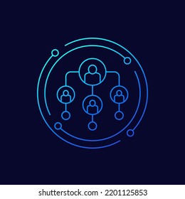Hierarchy icon with people, linear design