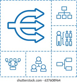 Hierarchy icon. set of 6 hierarchy outline icons such as structure