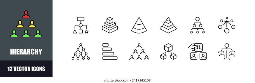 Hierarchy icon set. Linear style. Vector icons