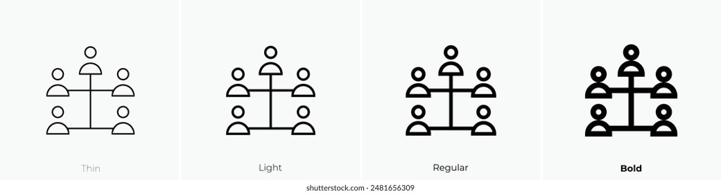 hierarchy icon. Thin, Light Regular And Bold style design isolated on white background