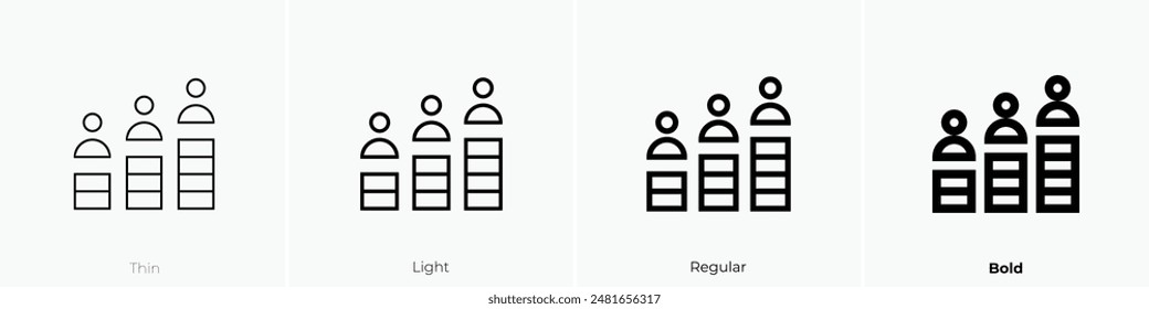 hierarchy icon. Thin, Light Regular And Bold style design isolated on white background
