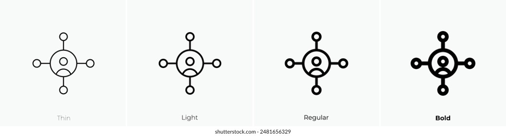 Hierarchie-Symbol. Dünnes, leichtes Regular- und Bold-Design isoliert auf weißem Hintergrund