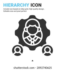 Hierarchy icon vector with glyph style isolated on white background. Vector illustration organization sign symbol icon concept for business, finance, industry, company, apps, web and project