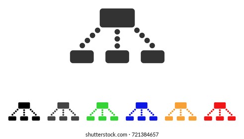 Hierarchy icon. Vector illustration style is a flat iconic hierarchy symbol with black, grey, green, blue, yellow color versions. Designed for web and software interfaces.
