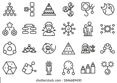 Hierarchy icons set. Outline set of hierarchy vector icons for web design isolated on white background