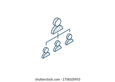 Hierarchy illustration isometric icon. 3d vector illustration. Isolated line art technical drawing. Editable stroke